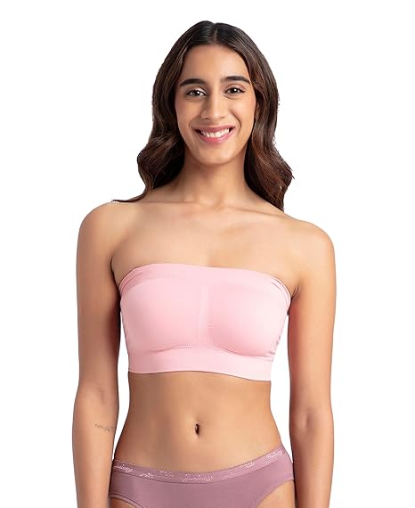 Jockey 1545 Women’s Wirefree Padded Bandeau Bra – Full Coverage with Removable Pads & Detachable Straps